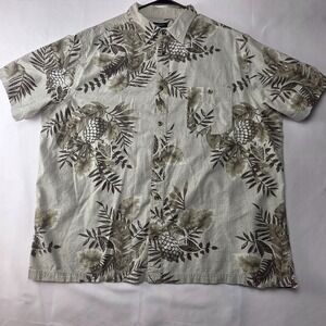 Croft & Barrow Pineapple Leaf Shirt 2XL Tan Brown Aloha Button Up – Used